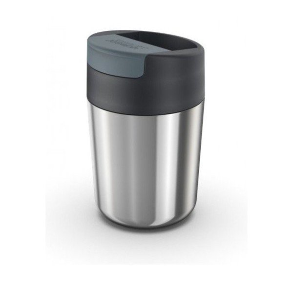 Cestovní hrnek v tmavě modro-leskle stříbrné barvě  340 ml Sipp – Joseph Joseph