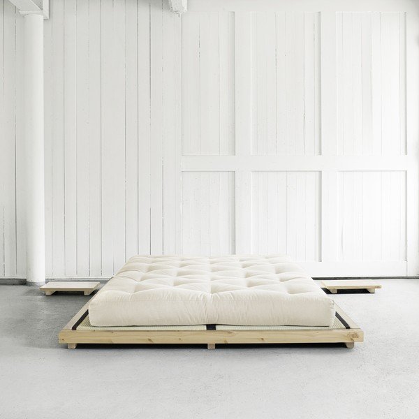Dvoulůžková postel z borovicového dřeva s matrací a tatami Karup Design Dock Double Latex Natural Clear/Natural, 140 x 200 cm-image-4