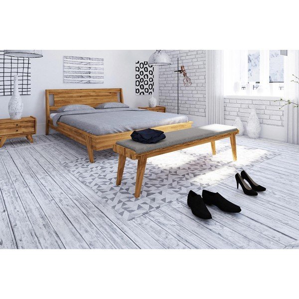 Lavice z dubového dřeva se světle šedým sedákem Retro - The Beds-image-3