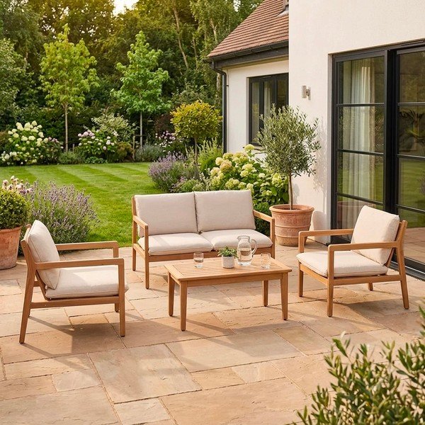 Zahradní lounge set z masivu akácie v přírodní barvě pro 4 Danubio – Bizzotto-image-1