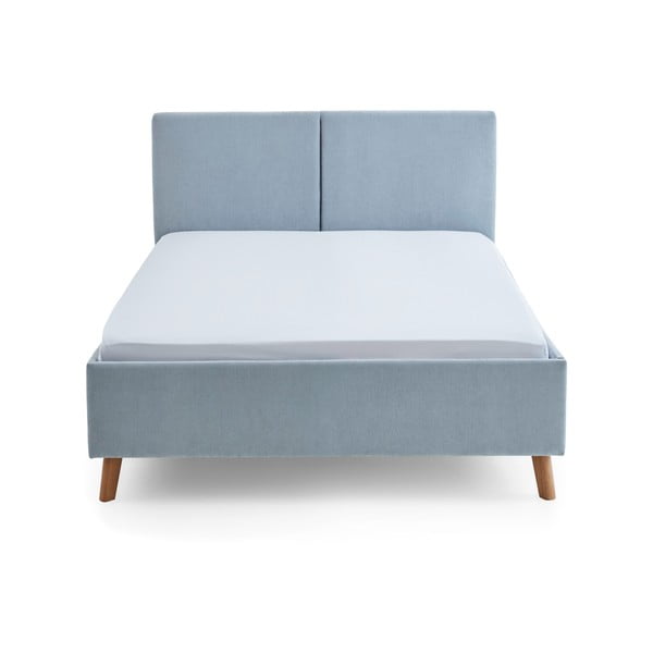 Světle modrá čalouněná dvoulůžková postel s roštem 140x200 cm Piano – Meise Möbel-image-3