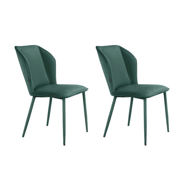 Zelené sametové jídelní židle v sadě 2 ks Wilma – Støraa-image-4