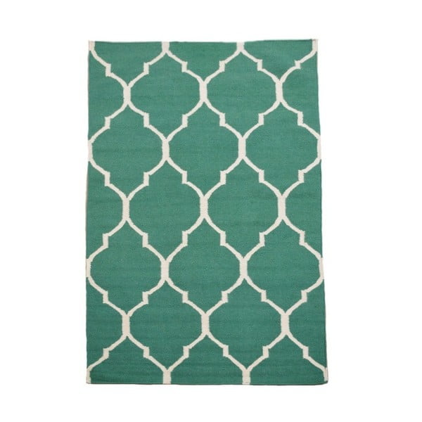 Ručně tkaný zelený koberec Caroline, 200x140cm