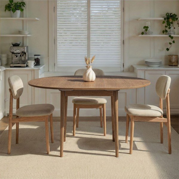 Kulatý rozkládací jídelní stůl s přídavnou deskou v dekoru dubu ø 100 cm Viona – Kalune Design-image-3