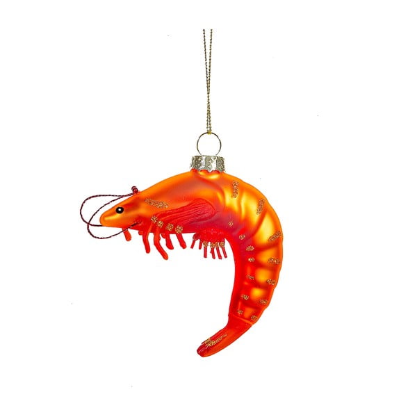 Skleněná ručně vyrobená vánoční ozdoba 8 cm King Prawn – Sass & Belle