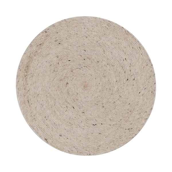 Ručně tkaný vlněný kulatý koberec ve světle šedé a slonovinové barvě ø 200 cm Takashi – Kave Home