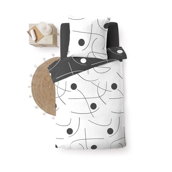 Bílé/tmavě šedé povlečení na jednolůžko z mikrovlákna 140x200 cm Sonate – douceur d'intérieur-image-2