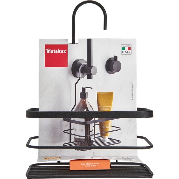 Černá závěsná koupelnová police Metaltex Origin-image-3