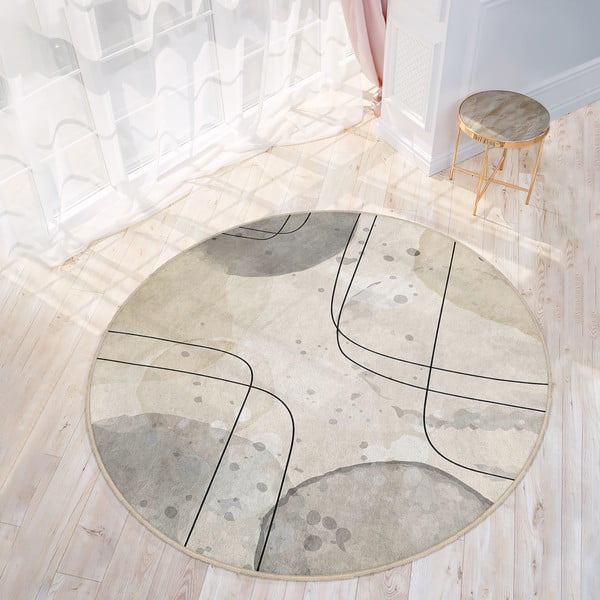 Béžový pratelný kulatý koberec ø 150 cm Simple Lines – Mila Home-image-3