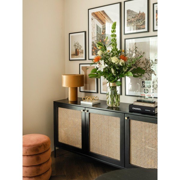 Skleněná váza s kovovým prvkem ve zlaté barvě Westwing Collection Lori, výška 29 cm-image-1