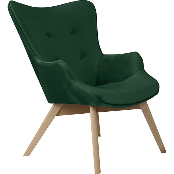 Tmavě zelené sametové křeslo Niko – Ropez