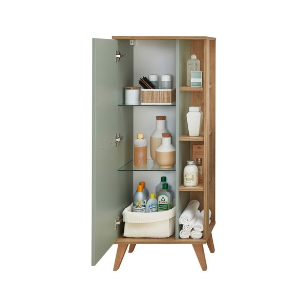 Zelená vysoká koupelnová skříňka v dekoru dubu 51x128 cm Set 963 - Pelipal-image-4