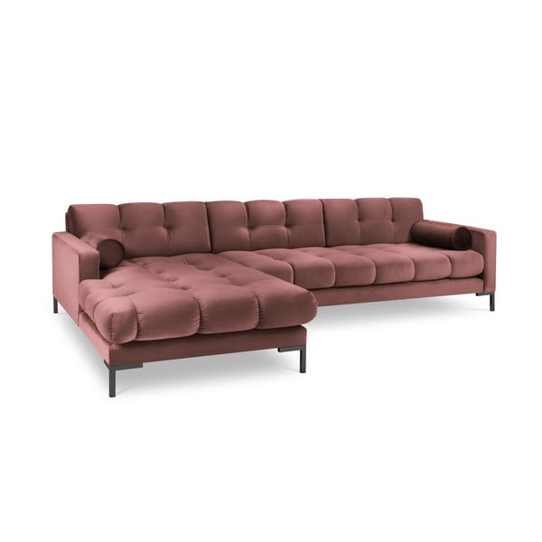 Růžová sametová rohová pohovka Cosmopolitan Design Bali, levý roh-image-2