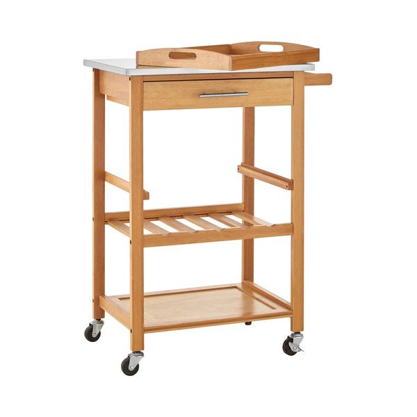 Bambusový servírovací stolek na kolečkách 41x58 cm Harlow – Premier Housewares-image-4