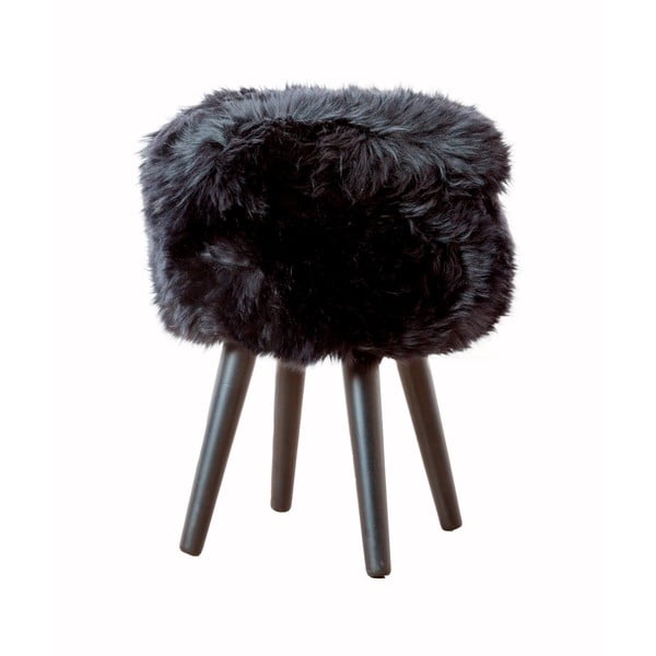Stolička s černým sedákem z ovčí kožešiny Native Natural Black, ⌀ 30 cm
