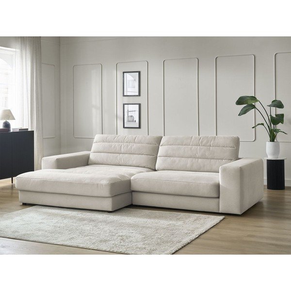 Béžová sametová rohová pohovka (levý roh/s lenoškou) Sierra – Bobochic Paris-image-1