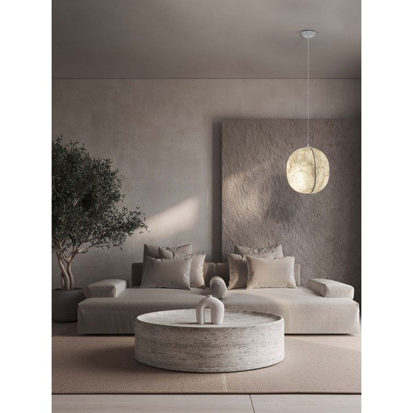 Bílé kovové závěsné svítidlo s textilním stínidlem ø 42 cm Pierida – Nova Luce-image-1