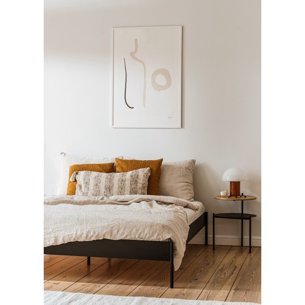 Bílá ocelová dvoulůžková postel bez čela s roštem 200x200 cm Eton Basic – noo.ma-image-3