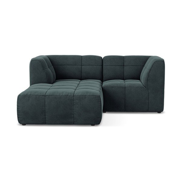 Modrá sametová rohová pohovka (levý roh/s lenoškou) Aloha – Makamii