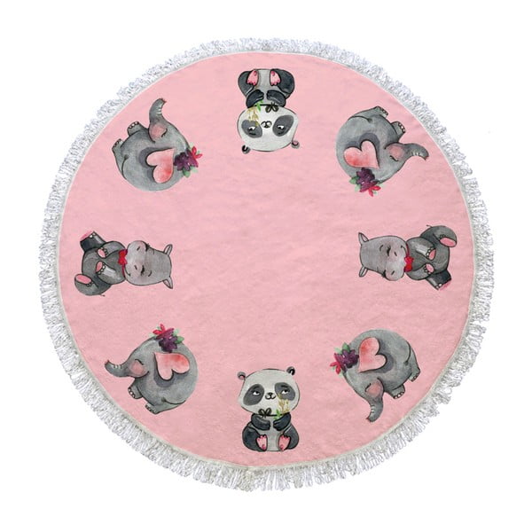 Kruhová osuška Pink Cuteness, ⌀ 105 cm