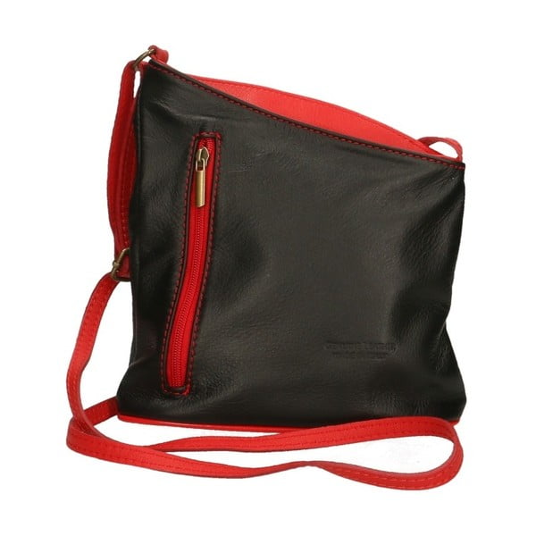 Černo-červená kožená kabelka Chicca Borse Garturo