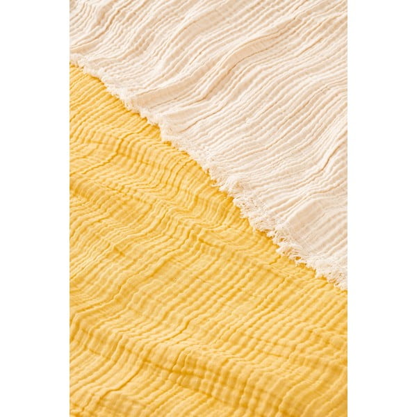 Žlutý mušelínový přehoz na dvoulůžko 230x250 cm – Mijolnir-image-1
