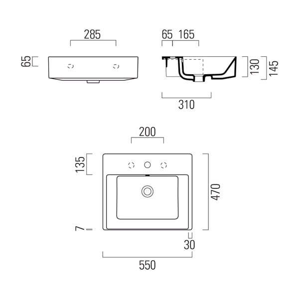 Bílé keramické umyvadlo 55x47 cm Kube X – Sapho-image-2