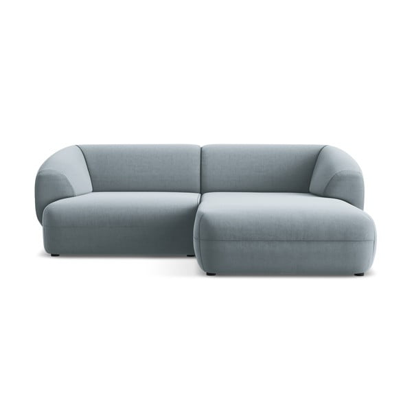 Světle modrá sametová rohová pohovka (pravý roh) Moana – Makamii