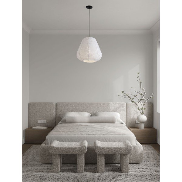 Bílé lněné závěsné svítidlo ø 50 cm Linnet – Nova Luce-image-1