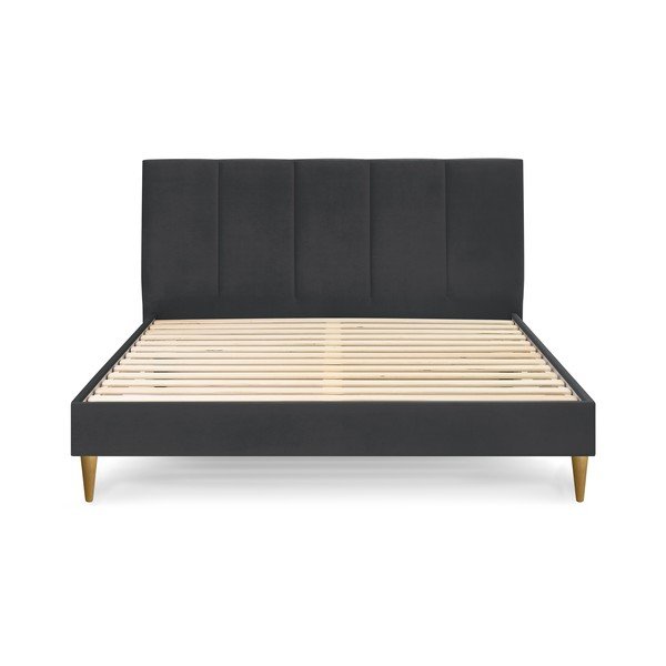 Antracitová čalouněná dvoulůžková postel s roštem 180x200 cm Vivara – Bobochic Paris-image-2