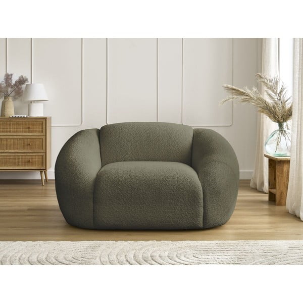 Zelené křeslo z textilie bouclé Tina – Bobochic Paris-image-3