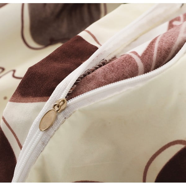 Hnědé/krémové mikrosaténové povlečení na jednolůžko 140x200 cm v sadě 6 ks Scarlet – My House-image-1