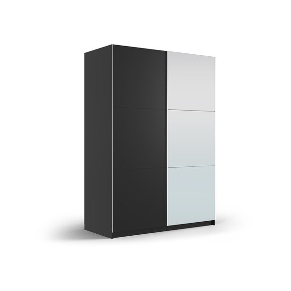 Černá šatní skříň se zrcadlem a s posuvnými dveřmi 151x215 cm Lisburn - Cosmopolitan Design-image-1