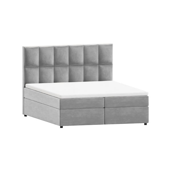 Světle šedá boxspring postel s úložným prostorem 160x200 cm Flip – Ropez