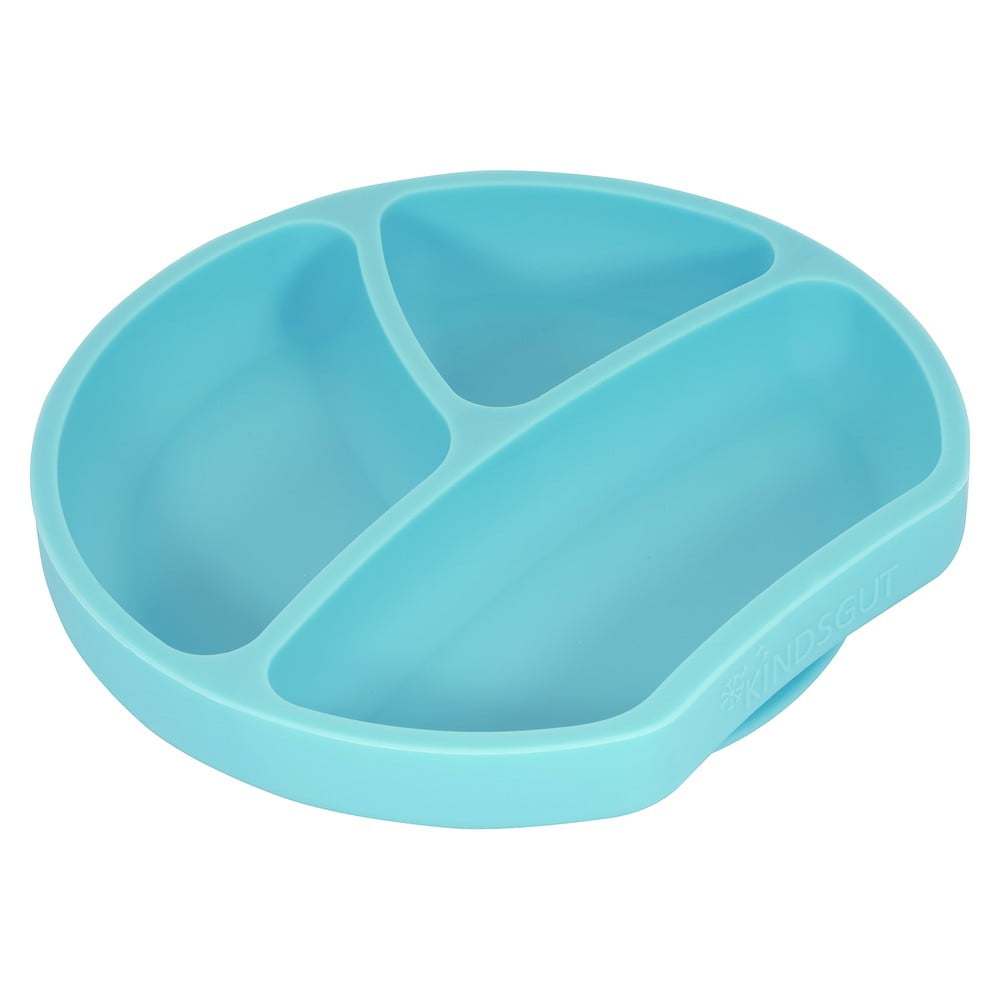 Modrý silikonový dětský talíř Kindsgut Plate, ø 20 cm