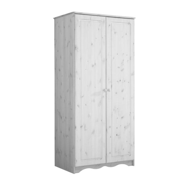 Bílá dvoudveřová šatní skříň z masivního borovicového dřeva 13Casa Helga