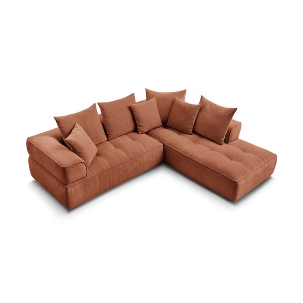 Žinylková rohová pohovka v terakotové barvě (pravý roh/do L) Whesley – Bobochic Paris-image-4