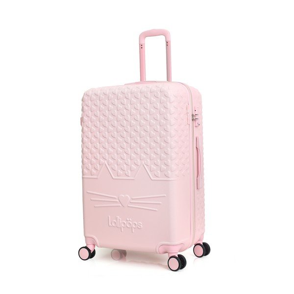Světle růžové skořepinové zavazadlo na 4 kolečkách Lollipops Kitty-image-4