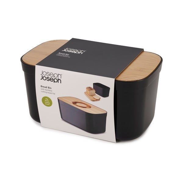 Černý chlebník s dřevěným víkem Joseph Joseph Bin-image-4