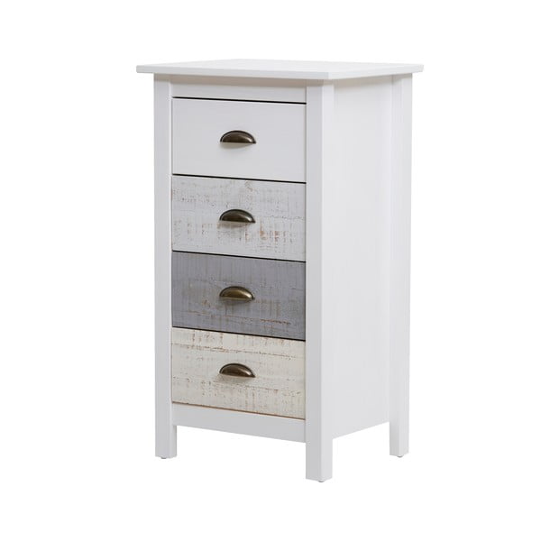 Vysoká bílo-šedá komoda se 4 šuplíky Marckeric Romantica, 46 x 80 cm-image-3