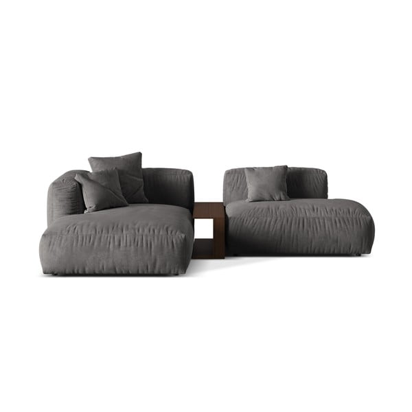 Šedá sametová modulární rohová pohovka (levý roh/s lenoškou) Martina – Micadoni 