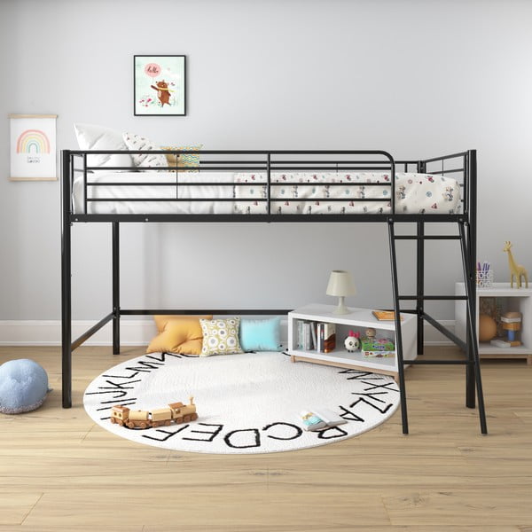 Černá vyvýšená dětská postel 90x200 cm Jodie – Støraa-image-1