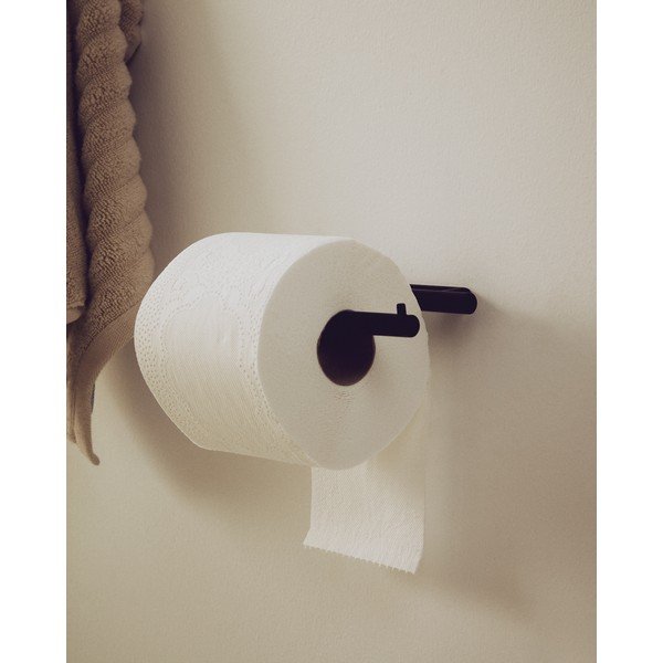 Černý nástěnný držák na toaletní papír z nerezové oceli Arely – Kave Home-image-1