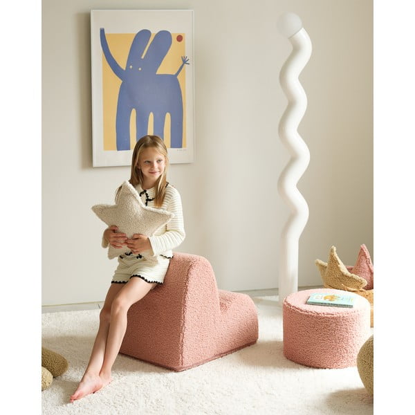 Růžový dětský puf z textilie bouclé – Wigiwama-image-4