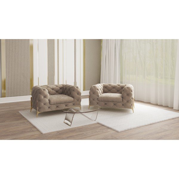 Šedobéžové sametové křeslo Chelsea Bis – Ropez-image-1