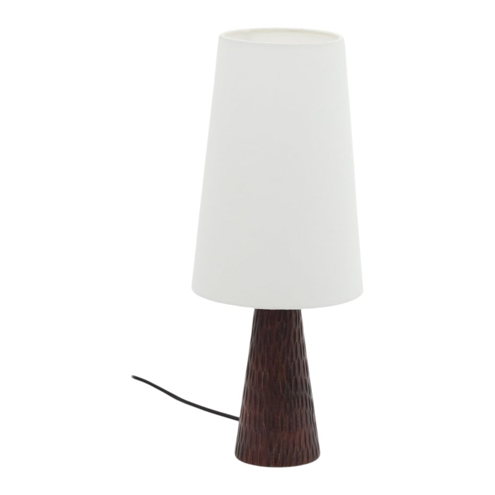 Bílá/tmavě hnědá stolní lampa s textilním stínidlem (výška 50 cm) Amire – Kave Home