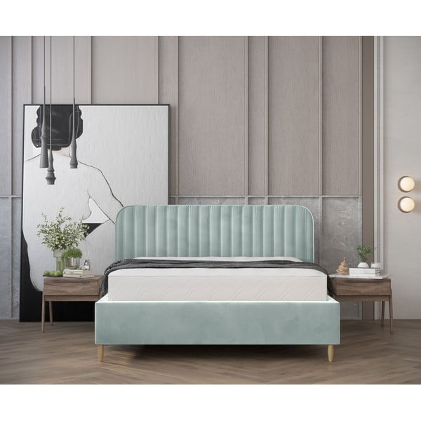Čalouněná dvoulůžková postel v mentolové barvě s úložným prostorem s roštem 180x200 cm Noto – Maison de Rêve-image-4