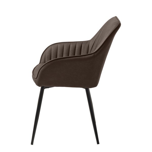 Tmavě hnědé čalouněné jídelní křeslo s područkami Melfort – Unique Furniture-image-2