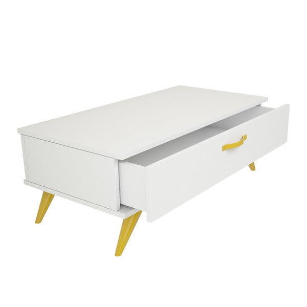Bílý konferenční stolek se žlutýma nohama Magenta Home Coulour Series