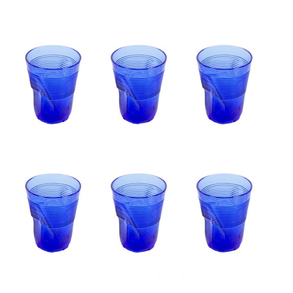 Sada 6 modrých sklenic Kaleidos, 360 ml